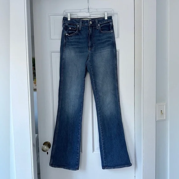AMO High Rise Kick Crop Dark Wash Blue Denim Jeans in Patience Size 26 - Picture 1 of 10